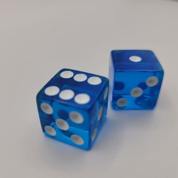 Blue Clear Dice Pair White Set Monopoly Disney Replacement Game Pieces Toy Fun - Picture 4 of 9